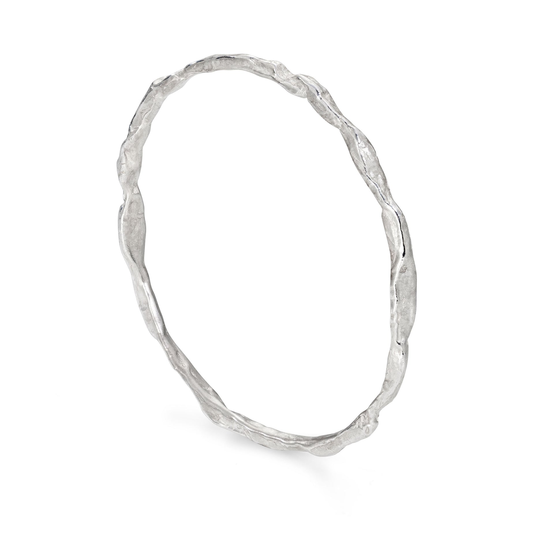 Sea worn plain Craggy Bangle in Silver by Emily Nixon