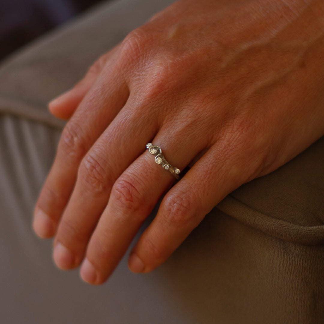 All White Palmata Ring