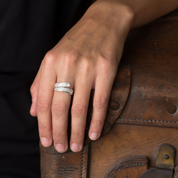 Ripple Textured Ring Handmade Jewellery Cornwall Emily Nixon