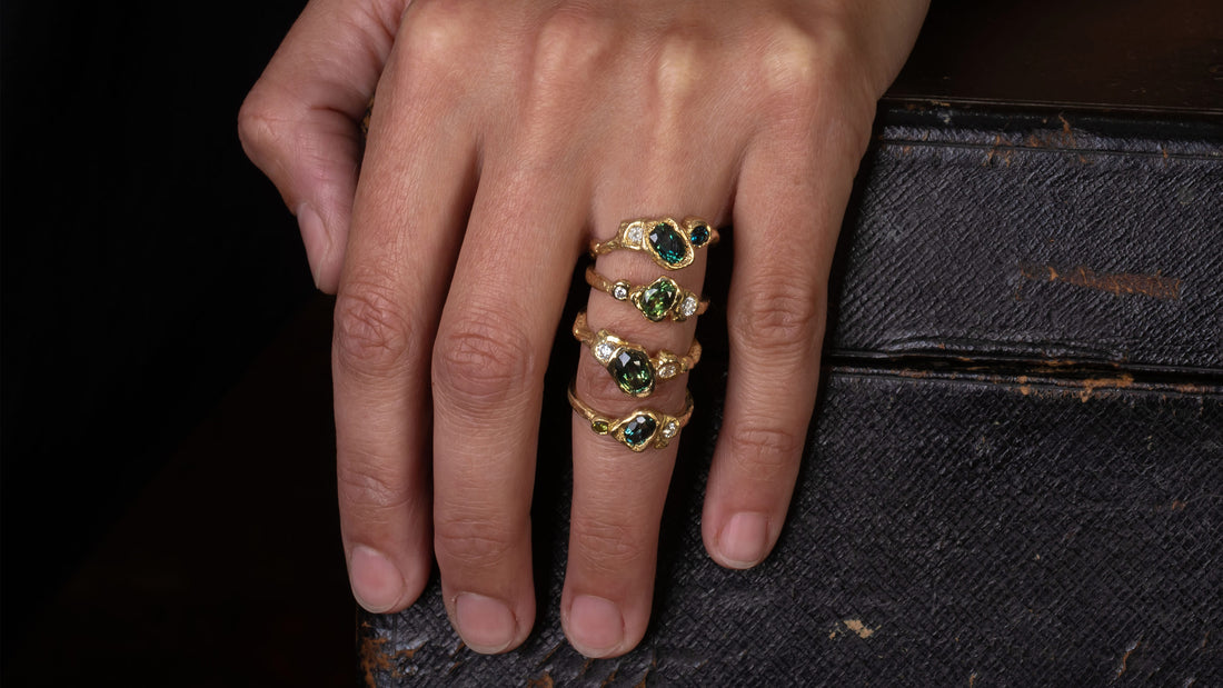 Emily Nixon Adakite Sapphire Ring, Handmade in Cornwall