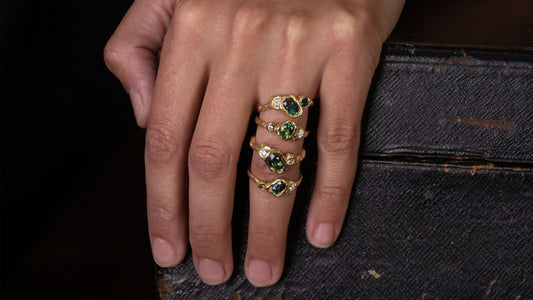 Emily Nixon Adakite Sapphire Ring, Handmade in Cornwall