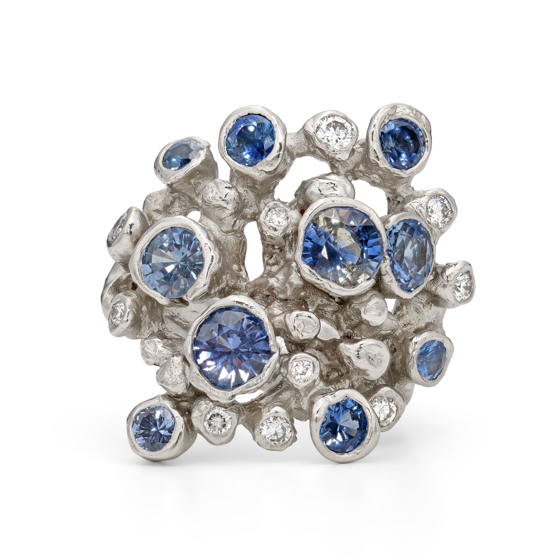 Bespoke Platinum Sapphire Cluster Ring