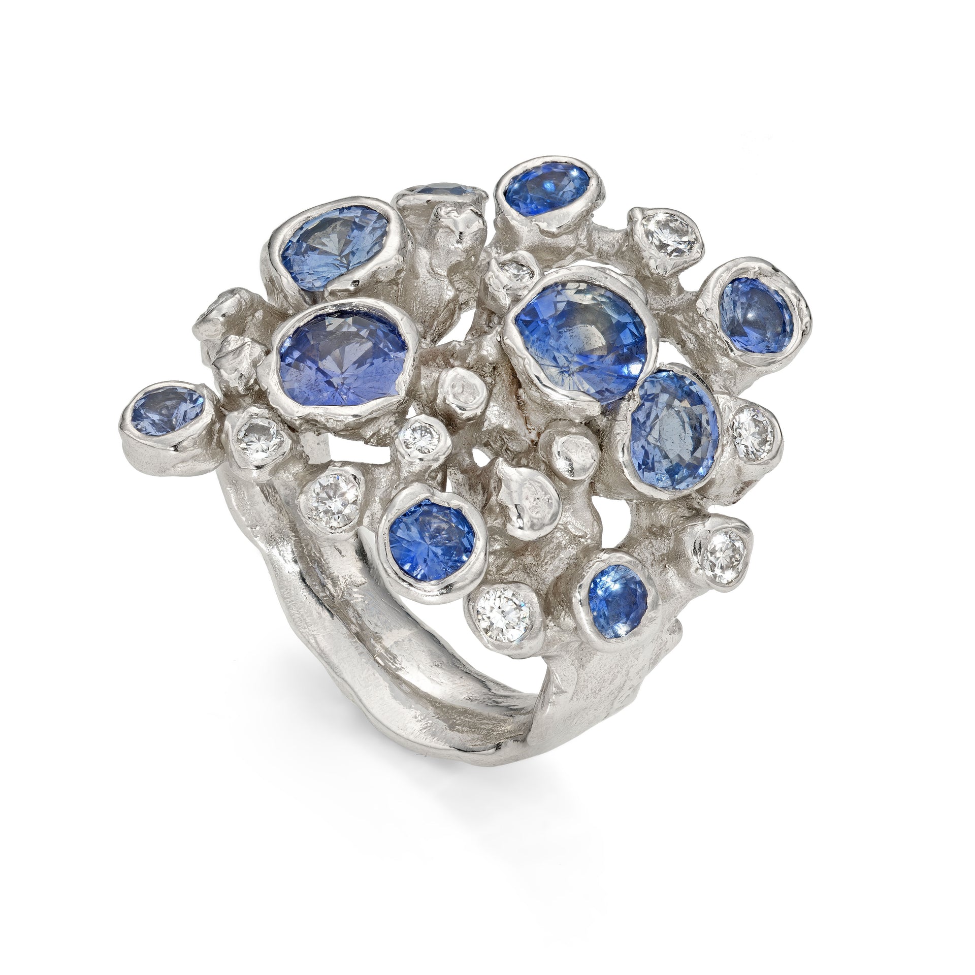 Bespoke Platinum Sapphire Cluster Ring