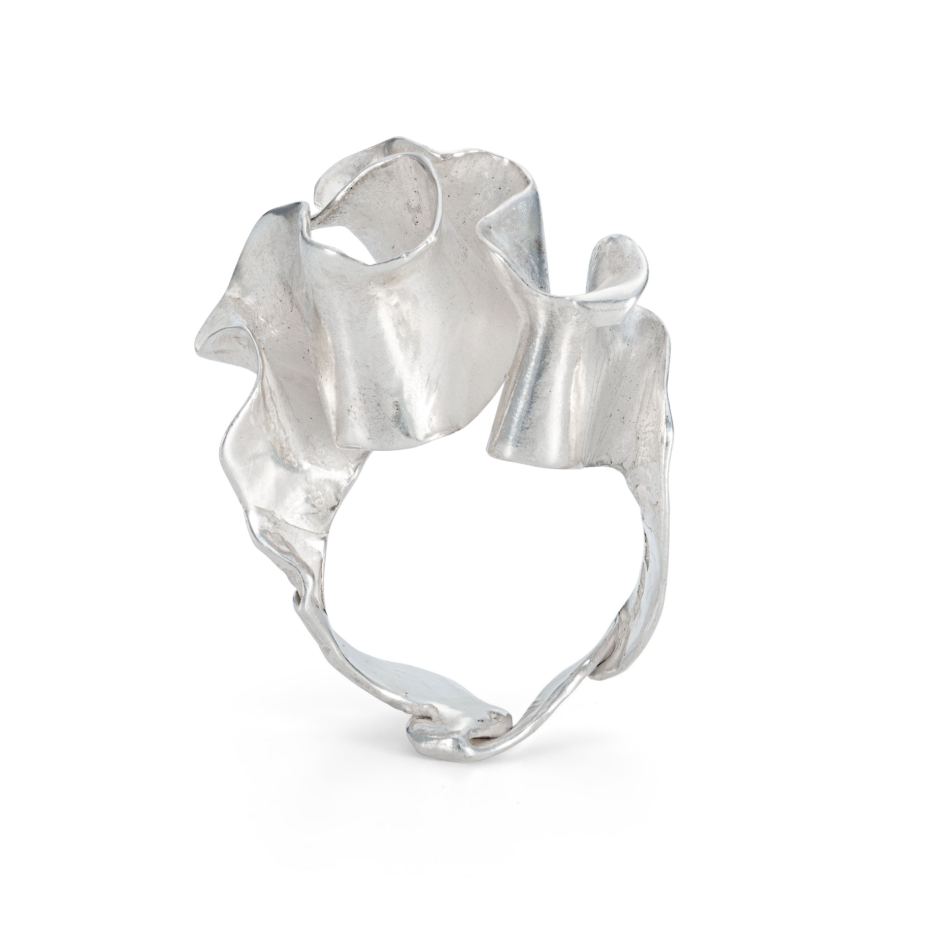 Sculptural Kelp Silver Ring Sample Size S