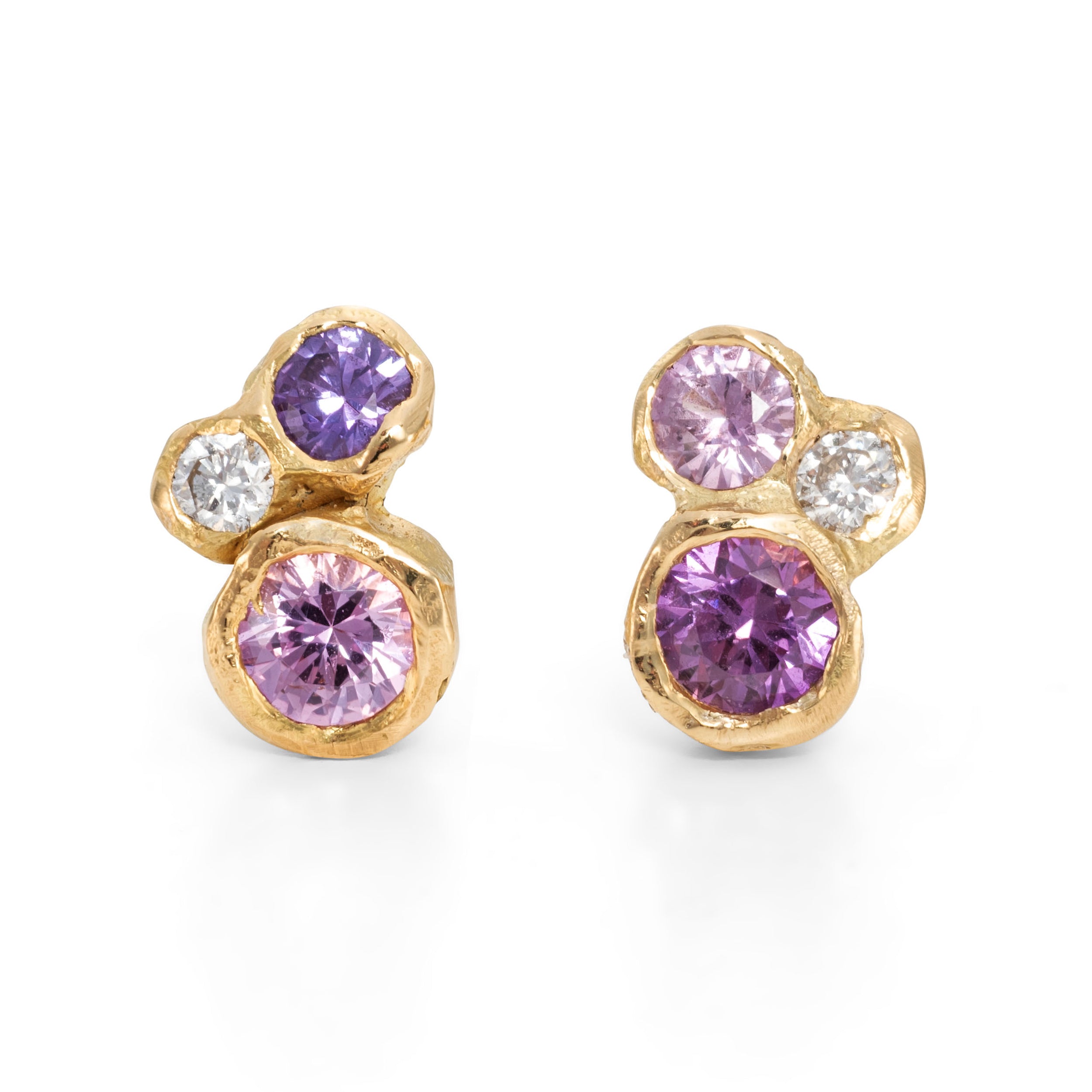 Sapphire Diamond Earring Studs Contemporary jewellery Emily Nixon
