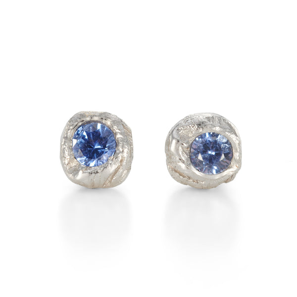 Platinum & Sapphire Earring Studs | Handcrafted – Emily Nixon