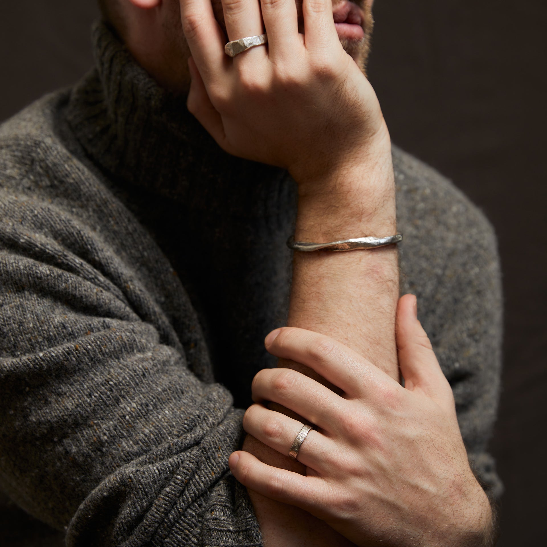 Rugged Rock Cuff Silver