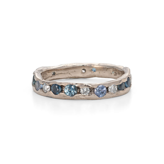 Ocean Stone Channel Ring 18ct white gold