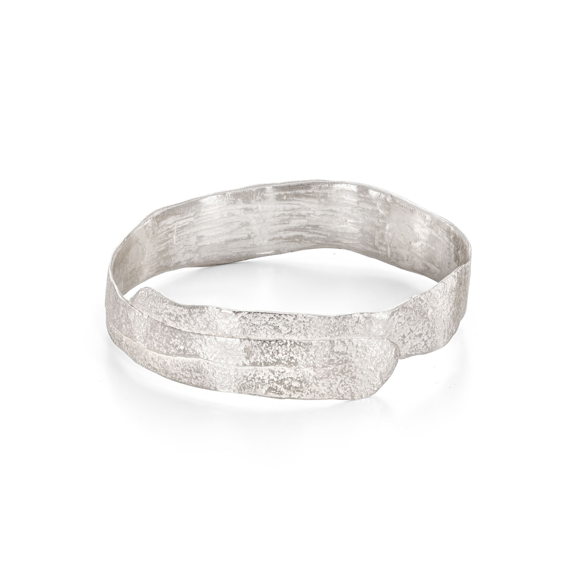 Rock Ribbon Bangle Silver