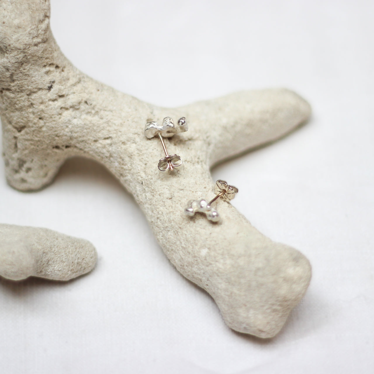 Coral Nugget Silver Studs Sample