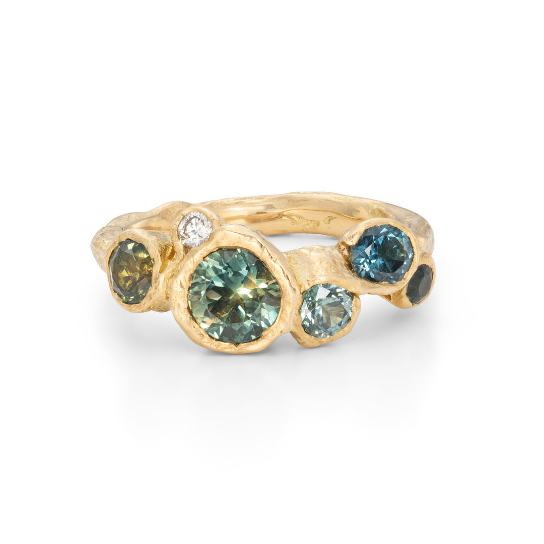 Green Sapphire Cornish Bay Ring