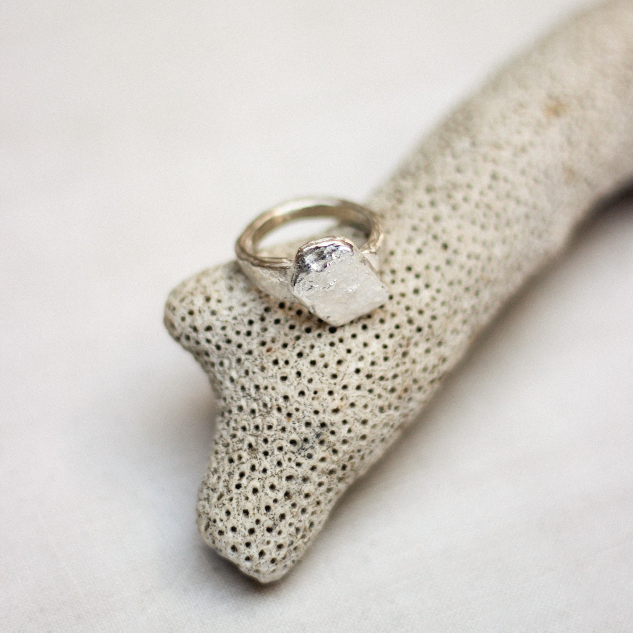 Rock Slab Sample Ring Silver Size R