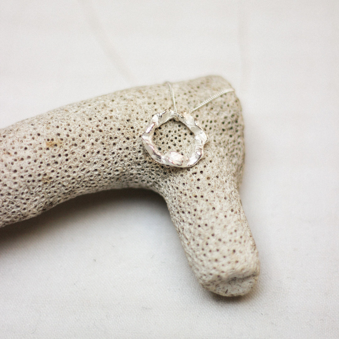 Round Coral Silver Necklace Sample