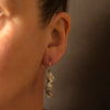 Silver organic drop earrings, handmade in Cornwall by Emily Nixon. Contemporary, mismatched character. 