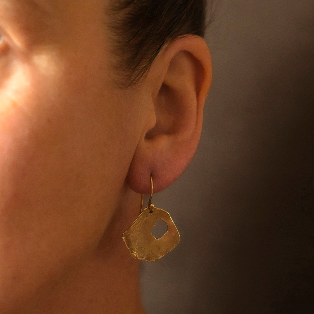 Adder Stone Drop Earrings in 9ct Gold, handmade in Cornwall by Emily Nixon.