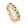 Hand cast 9ct gold ring set with natural sapphires. Made from Emily Nixon's Cornish Jewellery Studio.