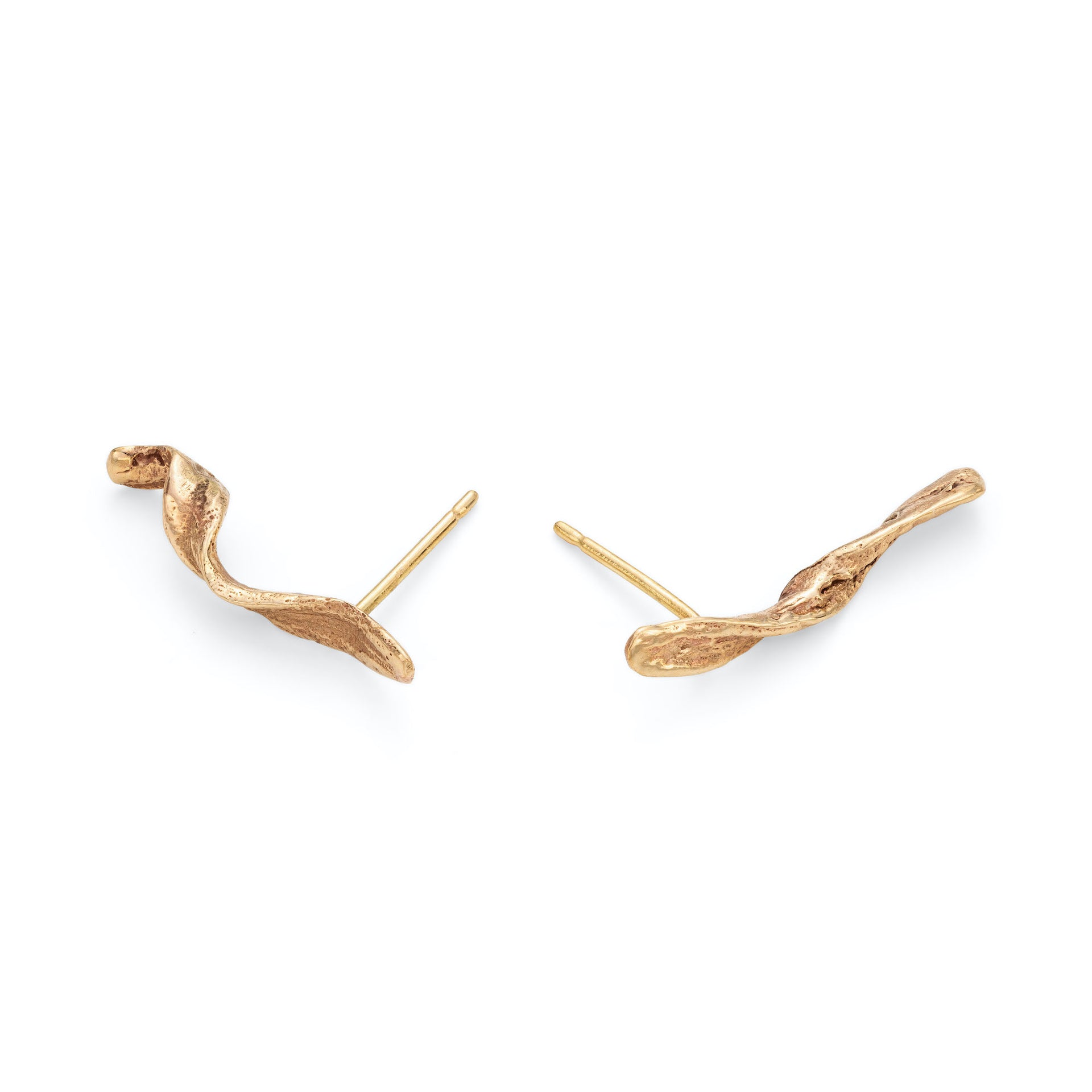Contemporary 9ct Gold climber earrings, made by hand in Cornwall by Emily Nixon. 