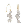 Silver organic drop earrings, handmade in Cornwall by Emily Nixon. Contemporary, mismatched character. 