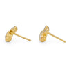 18ct recycled yellow gold stud earrings, with clusters of natural diamonds. Made in Emily Nixon's Cornish Jewellery Studio.