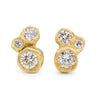 18ct recycled yellow gold stud earrings, with clusters of natural diamonds. Made in Emily Nixon's Cornish Jewellery Studio. 