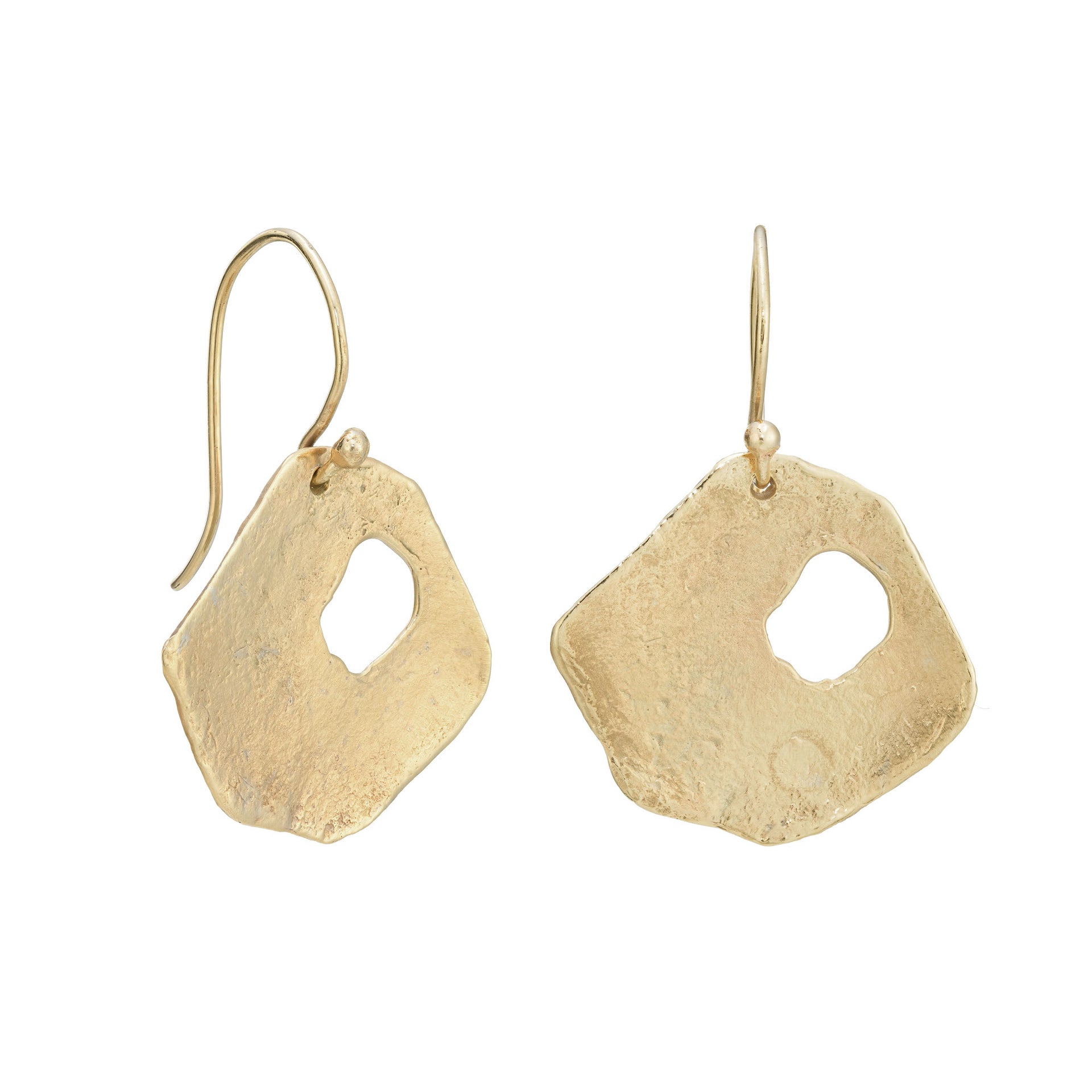 Adder Stone Drops 9ct Gold Earrings, handmade in Cornwall by Emily Nixon.