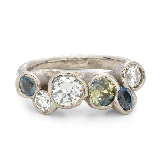 Bespoke Seaweed Ring with Sapphires and Diamonds