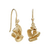 Nine carat yellow gold furl drop earrings 