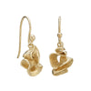 Nine carat yellow gold furl drop earrings 
