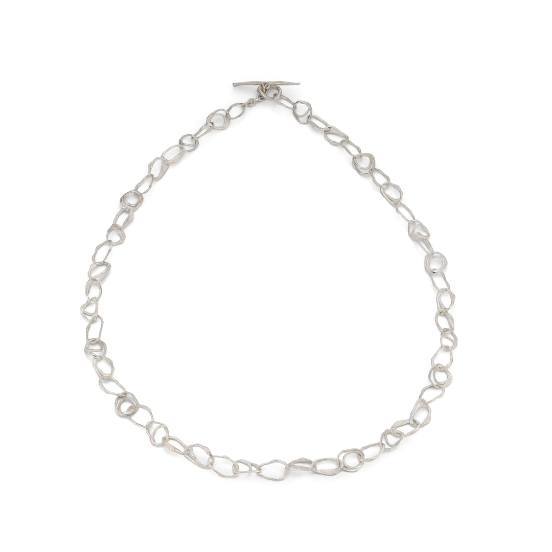 Pebble Drawing Necklace Silver