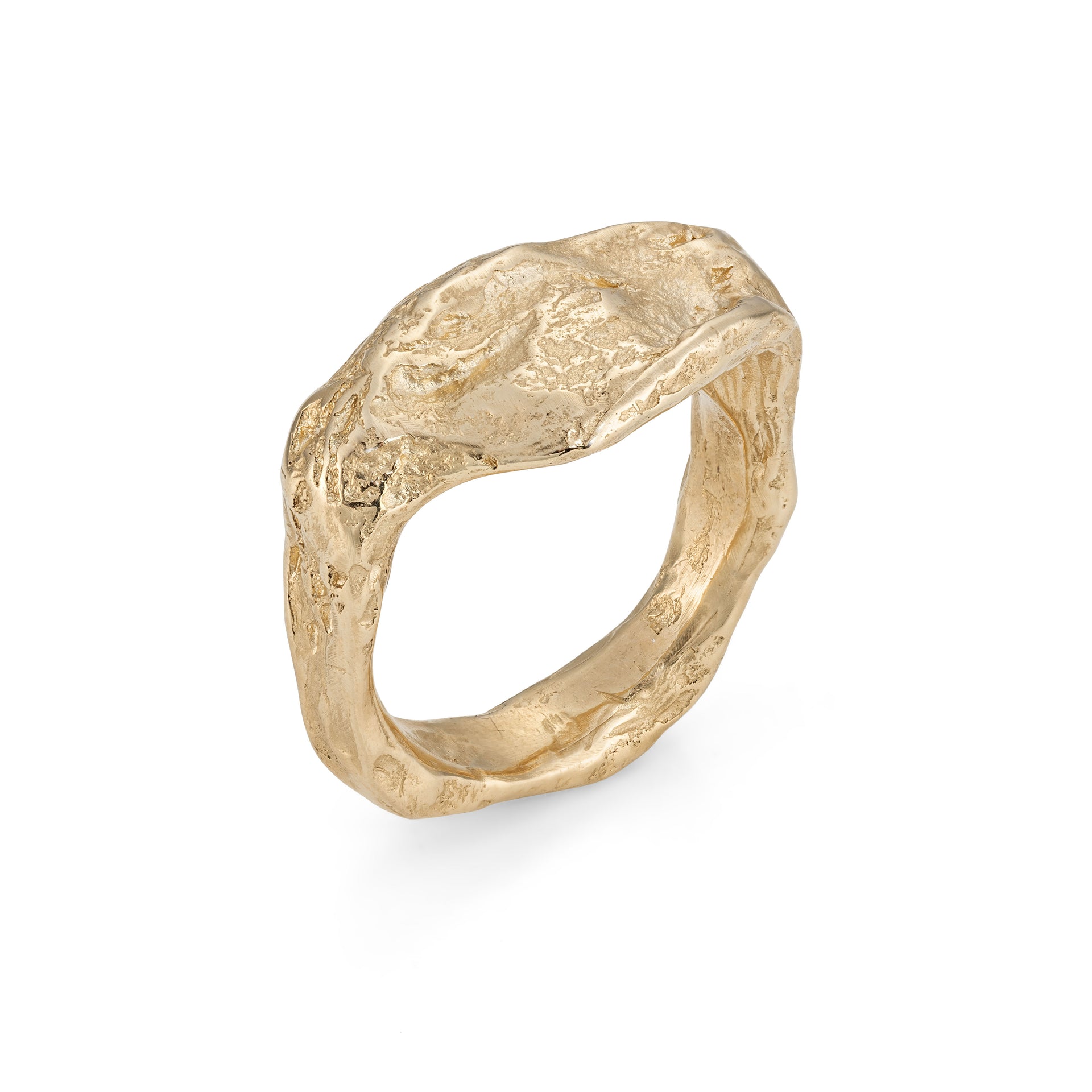 Gold textured signet ring. Handmade in Cornwall using 100% recycled gold. 