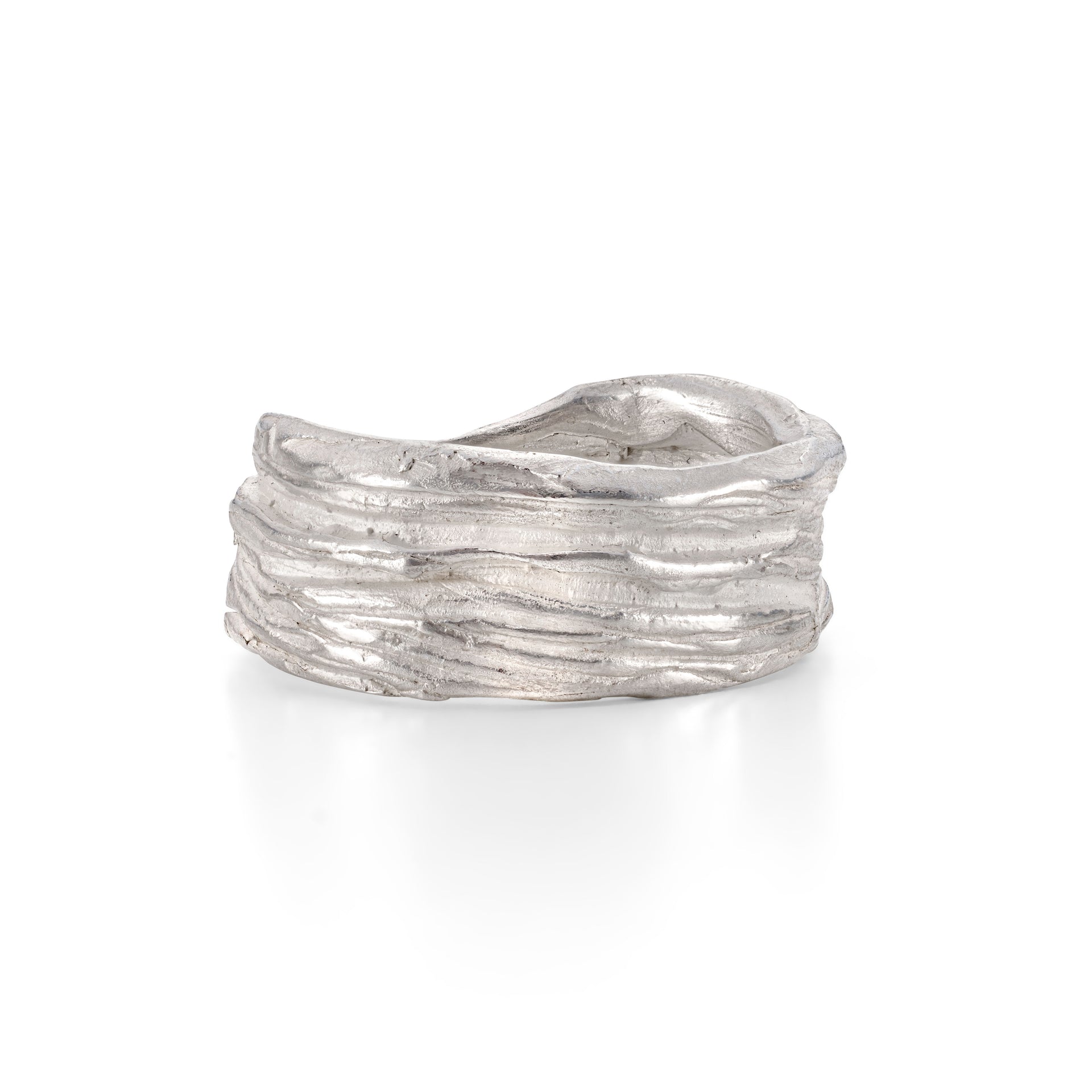 Textured wide silver ring by Emily Nixon. Designed for Men. Made from 100% recycled silver.