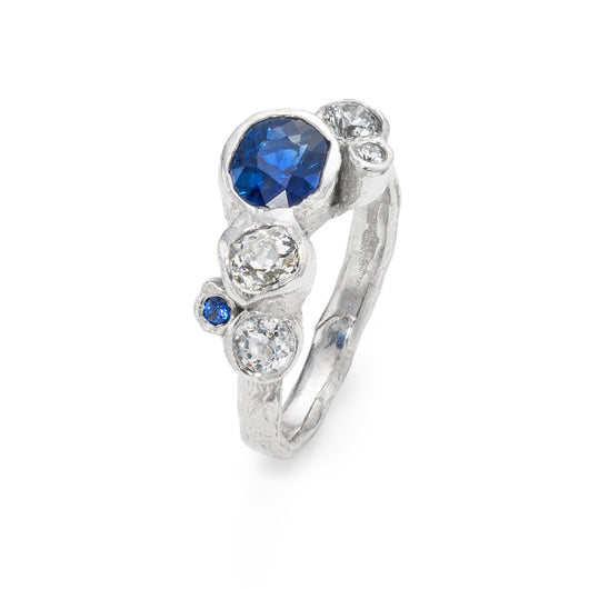 Bespoke Seaweed Ring with Sapphire and Diamonds